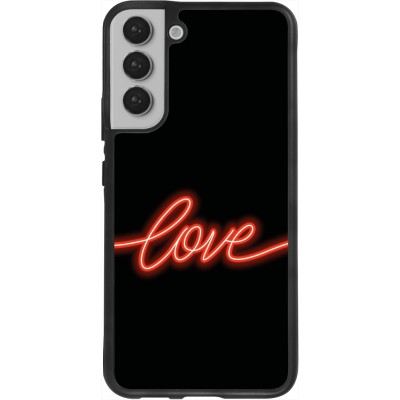 Coque Samsung Galaxy S22+ - Silicone rigide noir Valentine 2023 neon love