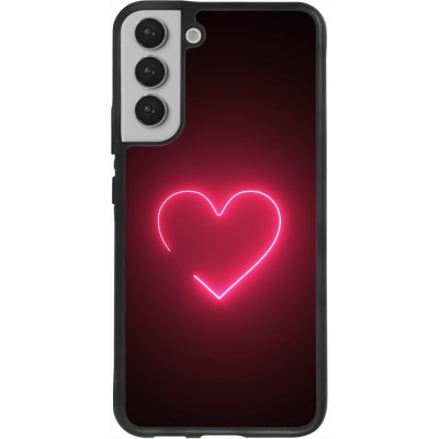 Coque Samsung Galaxy S22+ - Silicone rigide noir Valentine 2023 single neon heart