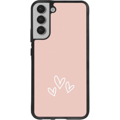 Coque Samsung Galaxy S22+ - Silicone rigide noir Valentine 2023 three minimalist hearts