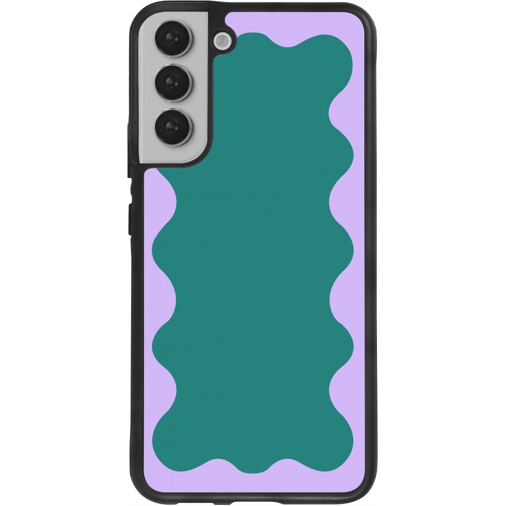 Coque Samsung Galaxy S22+ - Silicone rigide noir Wavy Rectangle Green Purple