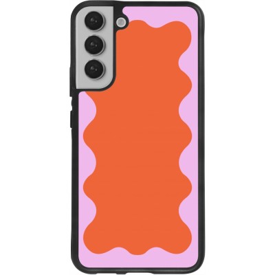 Coque Samsung Galaxy S22+ - Silicone rigide noir Wavy Rectangle Orange Pink