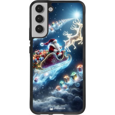 Coque Samsung Galaxy S22+ - Silicone rigide noir Noël 2023 Père Noël enchanté