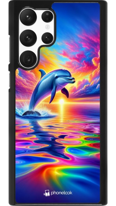 Coque Samsung Galaxy S22 Ultra - Dauphin arc-en-ciel heureux