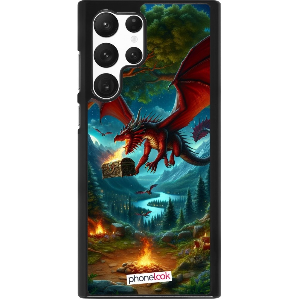 Coque Samsung Galaxy S22 Ultra - Dragon Volant Forêt Trésor