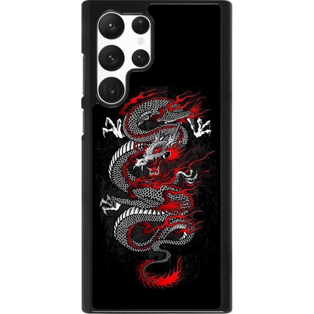 Coque Samsung Galaxy S22 Ultra - Japanese style Dragon Tattoo Red Black