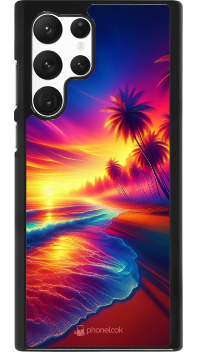 Coque Samsung Galaxy S22 Ultra - Plage coucher soleil flashy