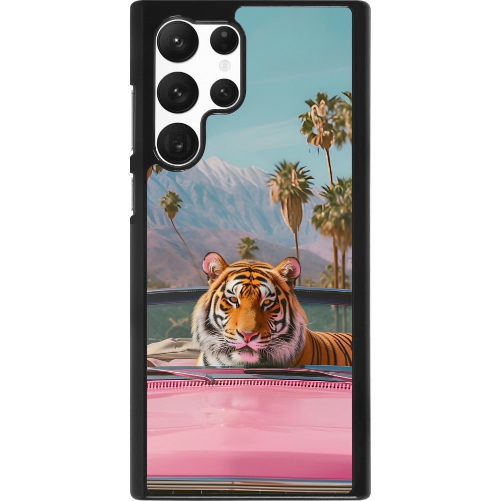 Coque Samsung Galaxy S22 Ultra - Tigre voiture rose