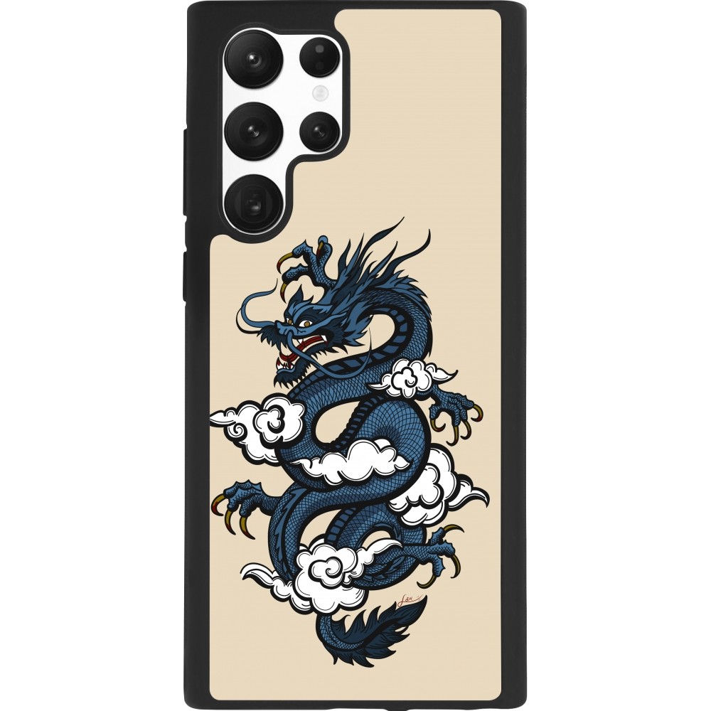 Coque Samsung Galaxy S22 Ultra - Silicone rigide noir Blue Dragon Tattoo