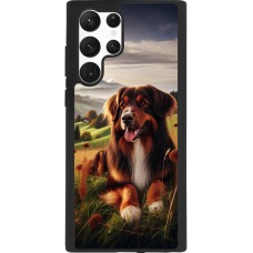 Coque Samsung Galaxy S22 Ultra - Silicone rigide noir Chien Campagne Suisse