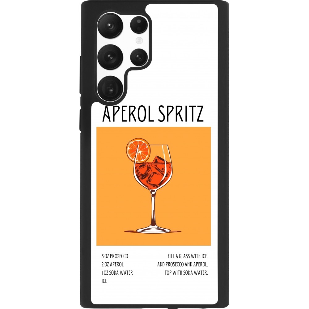 Coque Samsung Galaxy S22 Ultra - Silicone rigide noir Cocktail recette Aperol Spritz