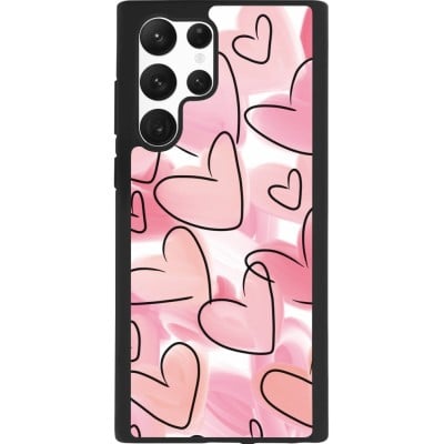 Coque Samsung Galaxy S22 Ultra - Silicone rigide noir Easter 2023 pink hearts