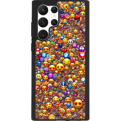 Coque Samsung Galaxy S22 Ultra - Silicone rigide noir Emoji mixed