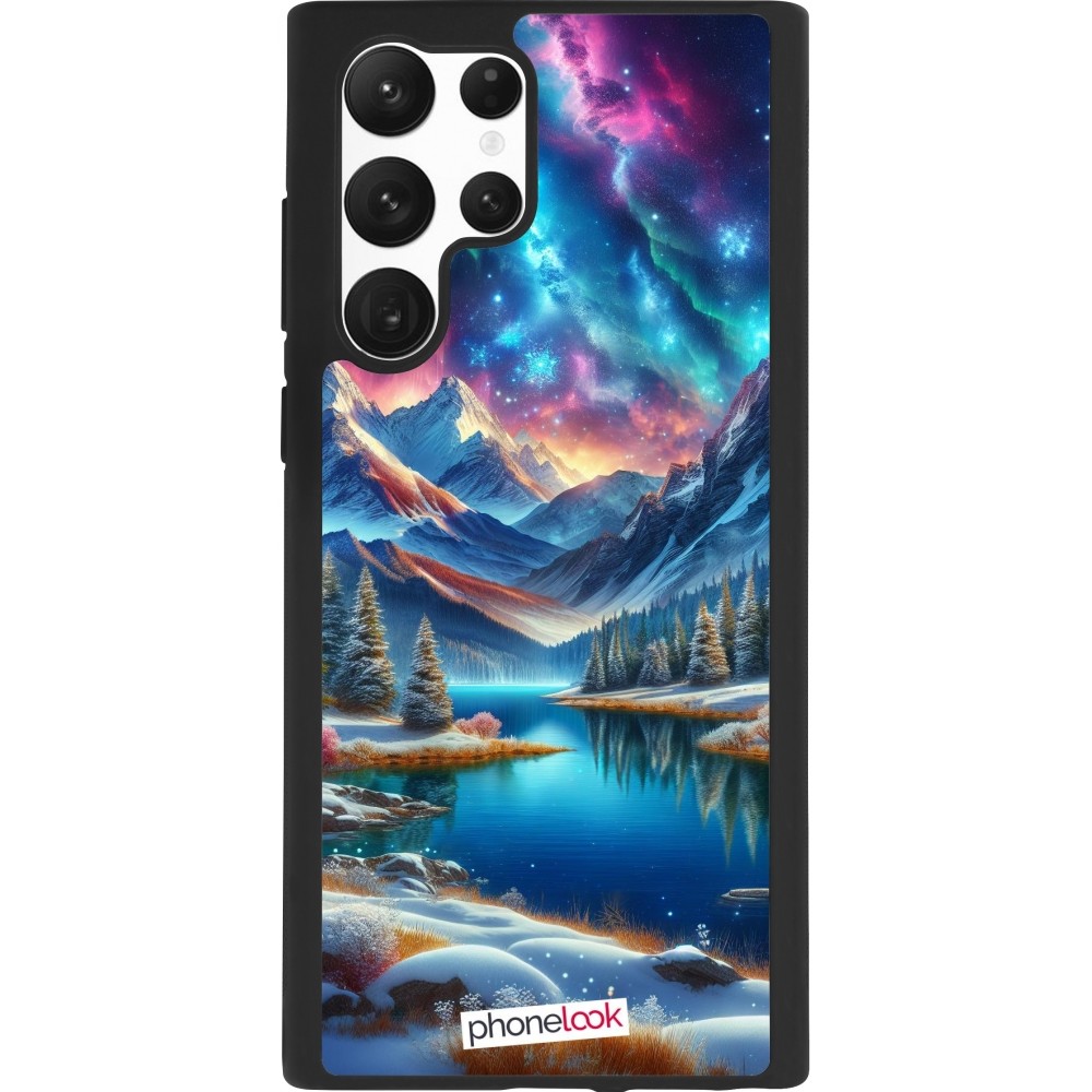 Coque Samsung Galaxy S22 Ultra - Silicone rigide noir Fantasy Mountain Lake Sky Stars