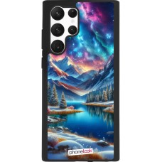 Coque Samsung Galaxy S22 Ultra - Silicone rigide noir Fantasy Mountain Lake Sky Stars