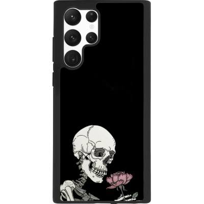 Coque Samsung Galaxy S22 Ultra - Silicone rigide noir Halloween 2023 rose and skeleton