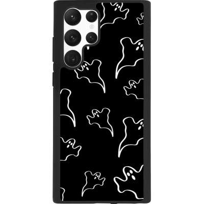 Coque Samsung Galaxy S22 Ultra - Silicone rigide noir Halloween 2024 black and white ghosts