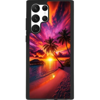 Coque Samsung Galaxy S22 Ultra - Silicone rigide noir Maldives Dusk Bliss