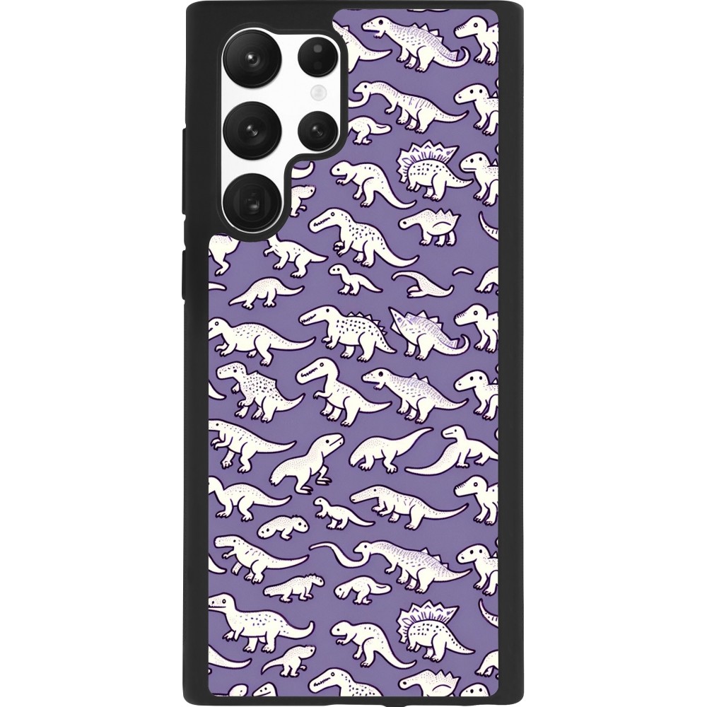 Coque Samsung Galaxy S22 Ultra - Silicone rigide noir Mini dino pattern violet