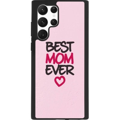 Coque Samsung Galaxy S22 Ultra - Silicone rigide noir Mom 2023 best Mom ever pink