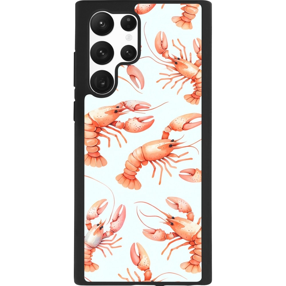 Coque Samsung Galaxy S22 Ultra - Silicone rigide noir Pattern de homards pastels