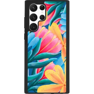 Coque Samsung Galaxy S22 Ultra - Silicone rigide noir Spring 23 colorful flowers