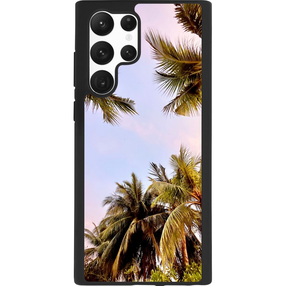 Coque Samsung Galaxy S22 Ultra - Silicone rigide noir Summer 2023 palm tree vibe