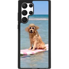 Coque Samsung Galaxy S22 Ultra - Silicone rigide noir Summer Dog on Paddle