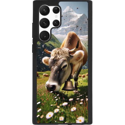 Coque Samsung Galaxy S22 Ultra - Silicone rigide noir Vache montagne Valais