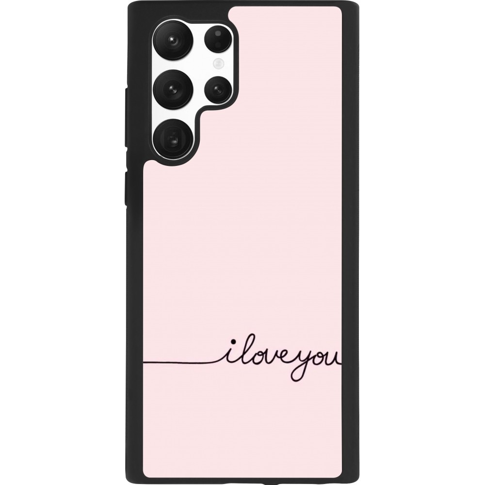 Coque Samsung Galaxy S22 Ultra - Silicone rigide noir Valentine 2023 i love you writing