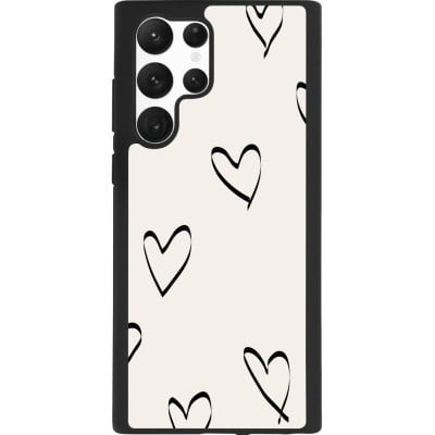 Coque Samsung Galaxy S22 Ultra - Silicone rigide noir Valentine 2023 minimalist hearts