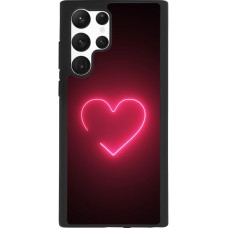 Coque Samsung Galaxy S22 Ultra - Silicone rigide noir Valentine 2023 single neon heart