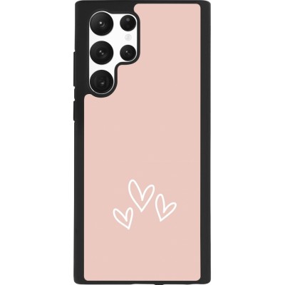 Coque Samsung Galaxy S22 Ultra - Silicone rigide noir Valentine 2023 three minimalist hearts