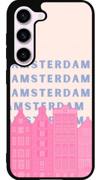 Coque Samsung Galaxy S23 - Silicone rigide noir Amsterdam Pink Print