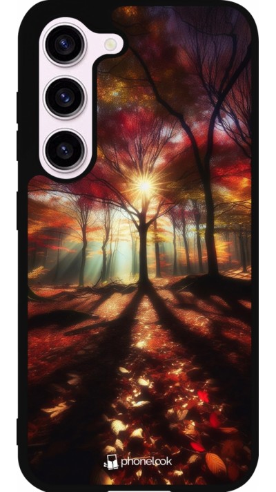 Coque Samsung Galaxy S23 - Silicone rigide noir Automne doré glare