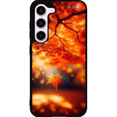 Coque Samsung Galaxy S23 - Silicone rigide noir Automne Magique Orange