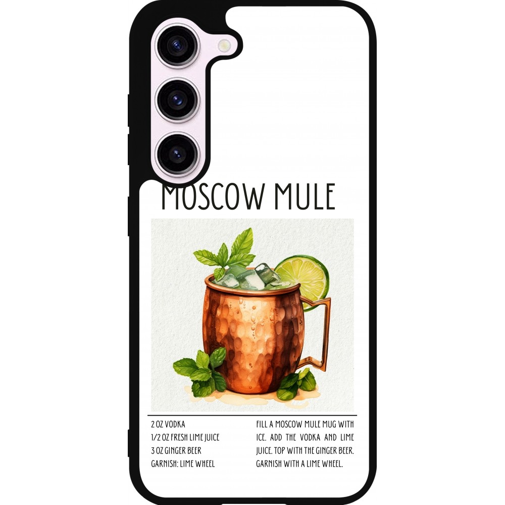 Coque Samsung Galaxy S23 - Silicone rigide noir Cocktail recette Moscow Mule