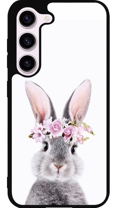 Coque Samsung Galaxy S23 - Silicone rigide noir Easter 2023 flower bunny