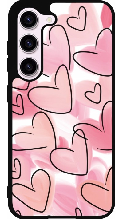 Coque Samsung Galaxy S23 - Silicone rigide noir Easter 2023 pink hearts