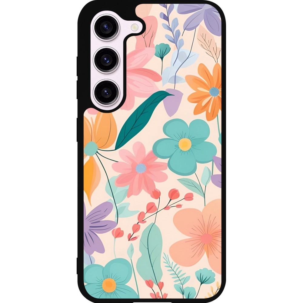 Samsung Galaxy S23 Case Hülle - Silikon schwarz Easter 2024 spring flowers