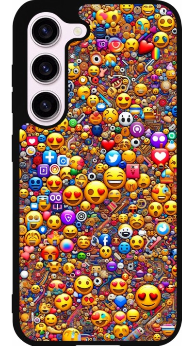 Coque Samsung Galaxy S23 - Silicone rigide noir Emoji mixed