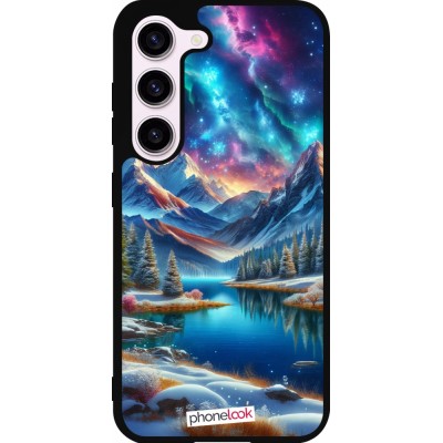 Coque Samsung Galaxy S23 - Silicone rigide noir Fantasy Mountain Lake Sky Stars