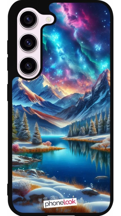 Coque Samsung Galaxy S23 - Silicone rigide noir Fantasy Mountain Lake Sky Stars