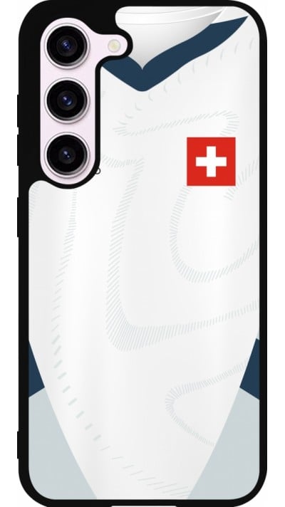 Coque Samsung Galaxy S23 - Silicone rigide noir Maillot de football Suisse Extérieur personnalisable