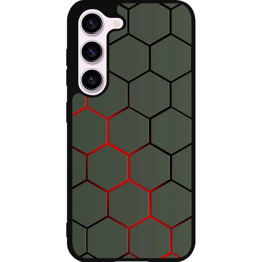 Samsung Galaxy S23 Case Hülle - Silikon schwarz Geometric Line red