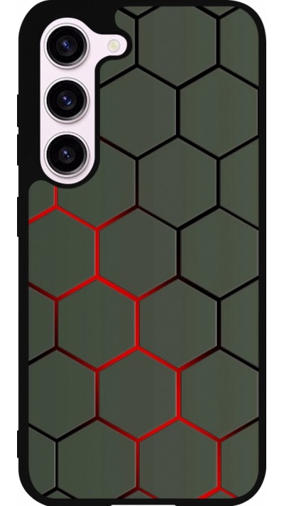 Coque Samsung Galaxy S23 - Silicone rigide noir Geometric Line red