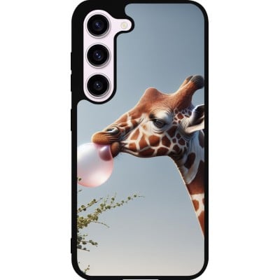 Coque Samsung Galaxy S23 - Silicone rigide noir Girafe à bulle