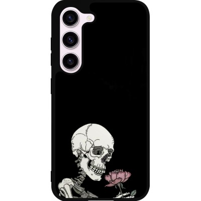 Coque Samsung Galaxy S23 - Silicone rigide noir Halloween 2023 rose and skeleton