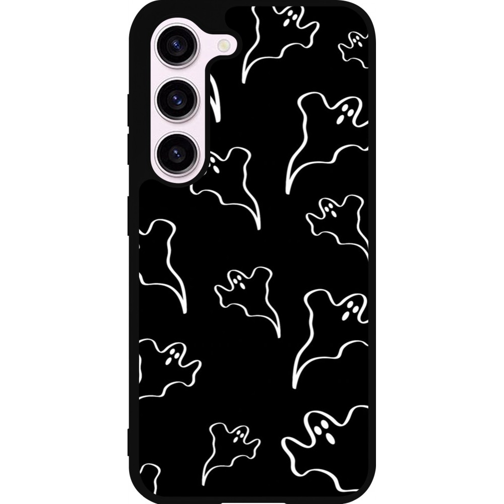 Samsung Galaxy S23 Case Hülle - Silikon schwarz Halloween 2024 black and white ghosts