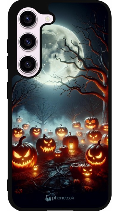 Coque Samsung Galaxy S23 - Silicone rigide noir Halloween 2024 Many Pumpkins