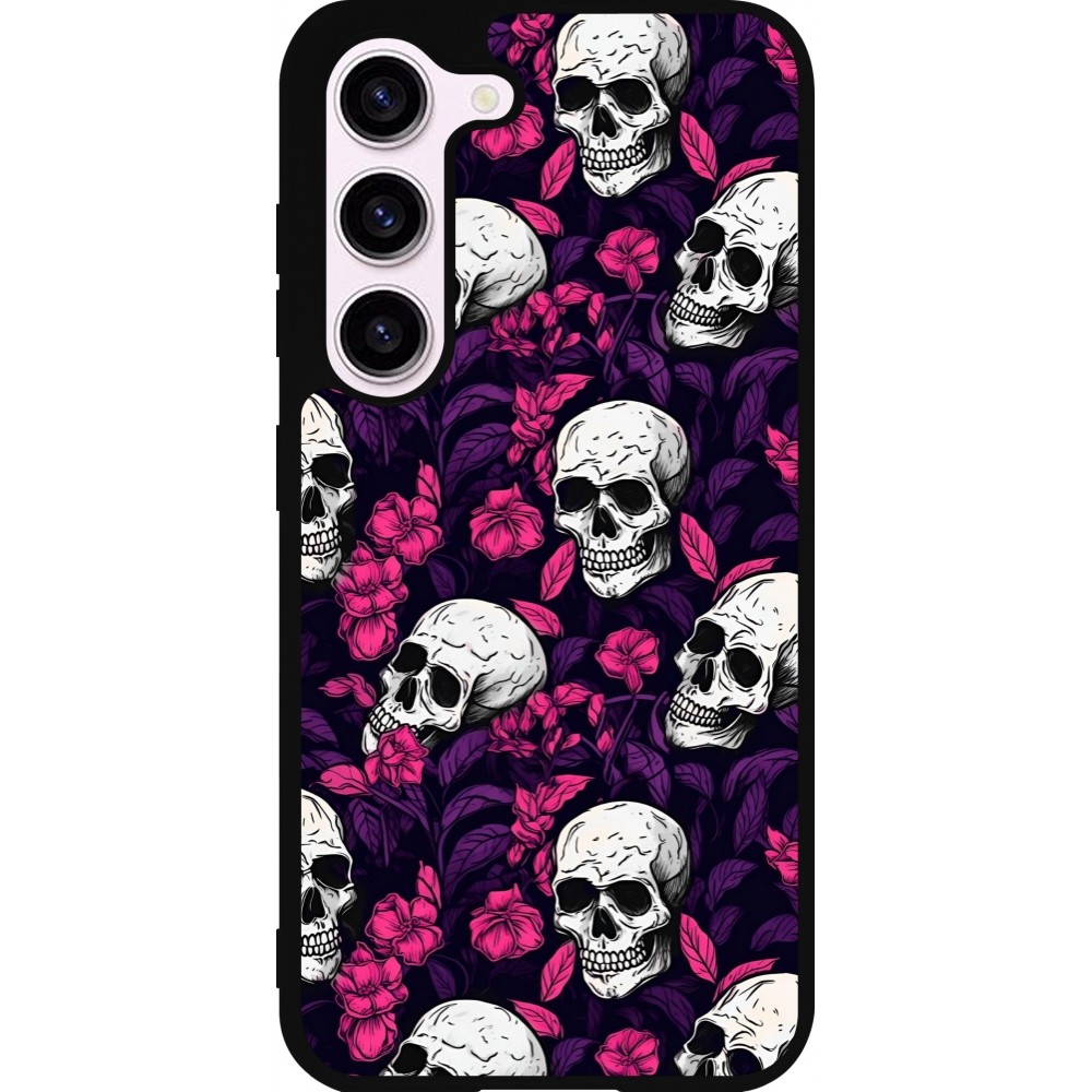 Coque Samsung Galaxy S23 - Silicone rigide noir Halloween 2024 romantic skulls